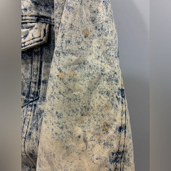 Vintage Bristol Blues Acid Wash Denim Jacket Red Plaid Lined 80s Workwear Unisex - Picture 3 of 7